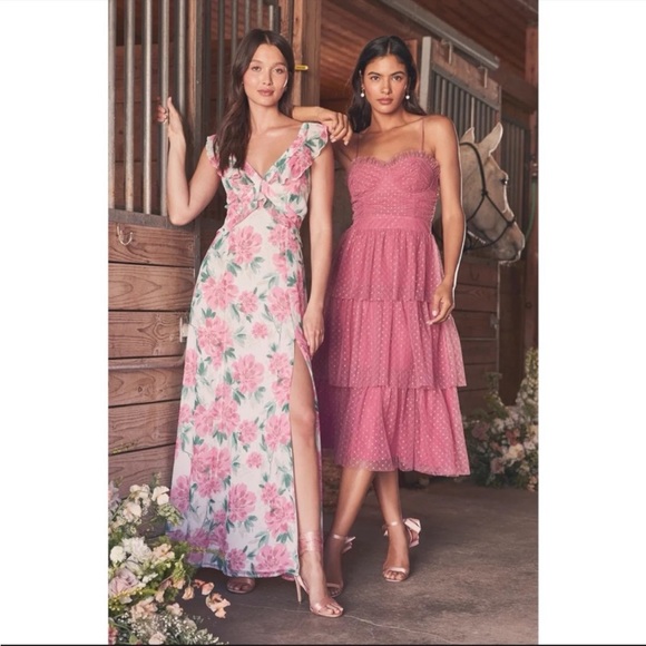 sweetheart style mauve polka dot bustier tiered midi dress Lulus Sweetheart Style Mauve Polka Dot Bustier Tiered Midi Dress